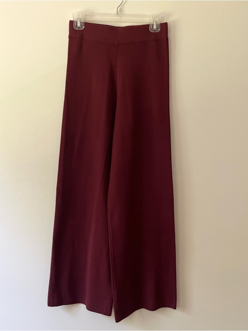 Wide Leg Knit Pull On Pants Burgundy XS Marled Fall Quiet Luxury